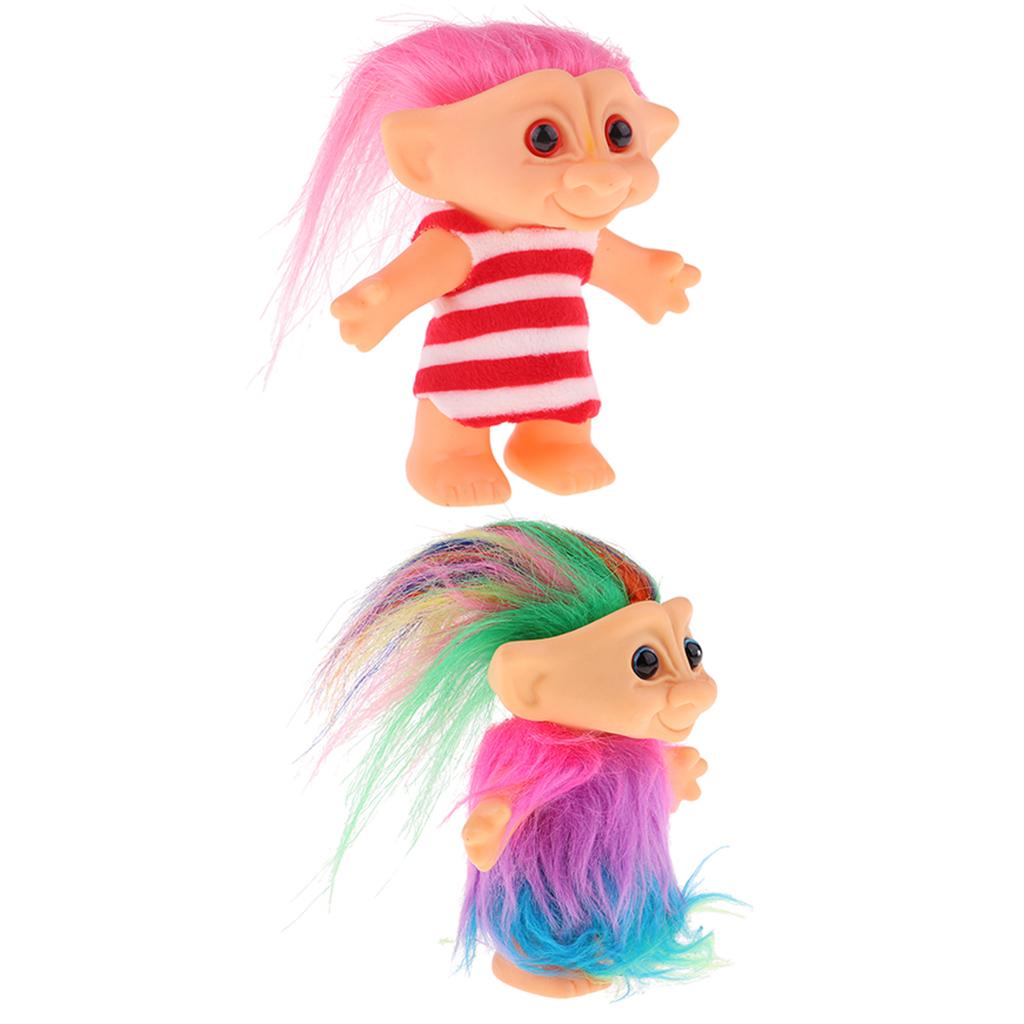 Chromatic 2 Pieces Lucky Troll Doll Mini Action Figures Toy Cake Decoration