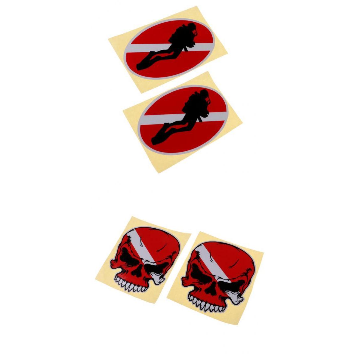 4 Pieces Reflective Scuba Diving Diver Kayak Sticker Decal Diver Down