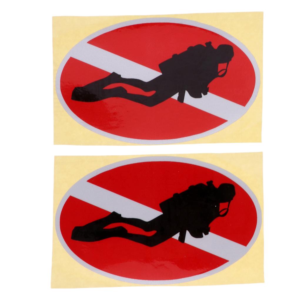 4 Pieces Reflective Scuba Diving Diver Kayak Sticker Decal Diver Down