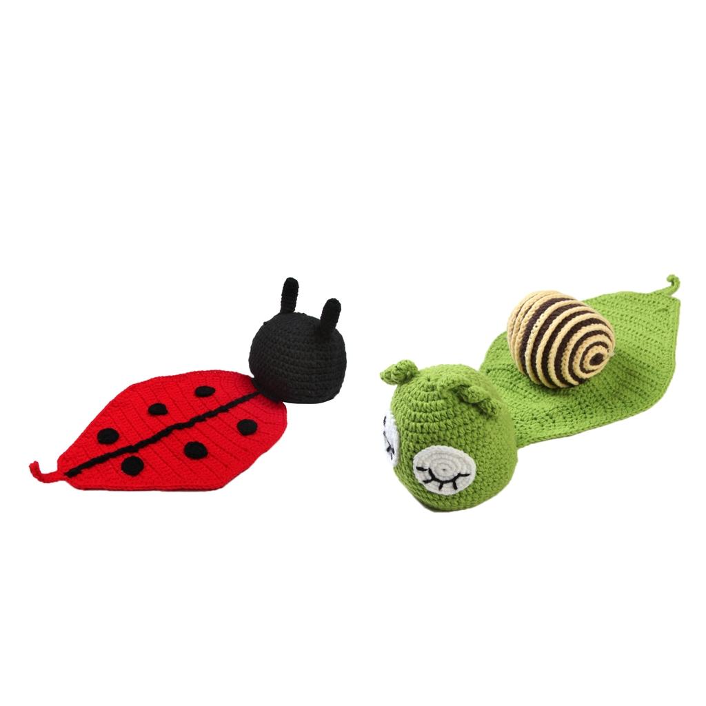 2xBaby Photo Prop New Born Knit Crochet Photopraphy Snail Ladybug Clothes
