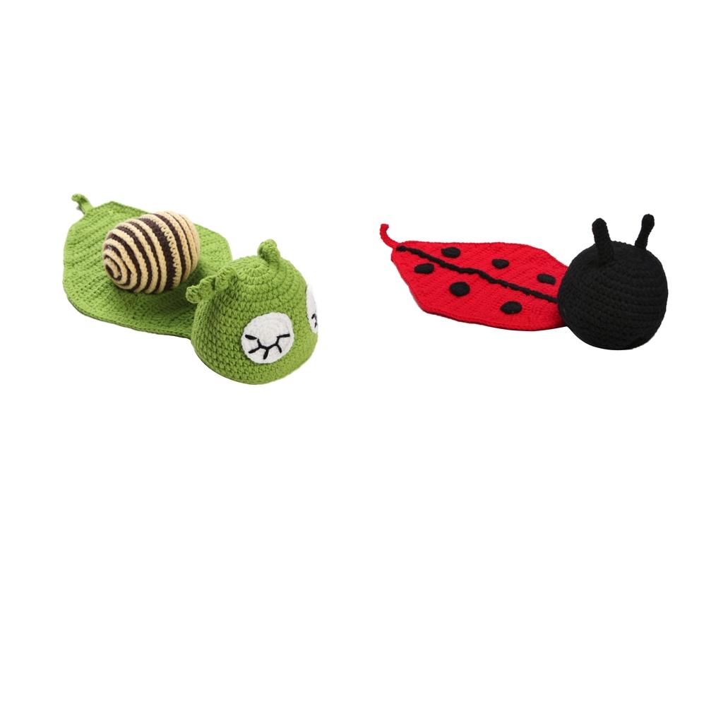 2xBaby Photo Prop New Born Knit Crochet Photopraphy Snail Ladybug Clothes
