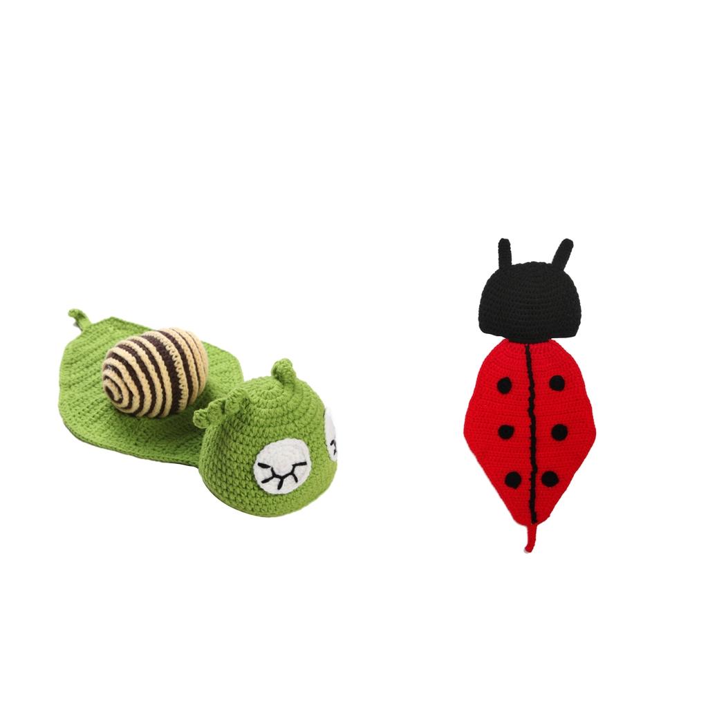 2xBaby Photo Prop New Born Knit Crochet Photopraphy Snail Ladybug Clothes