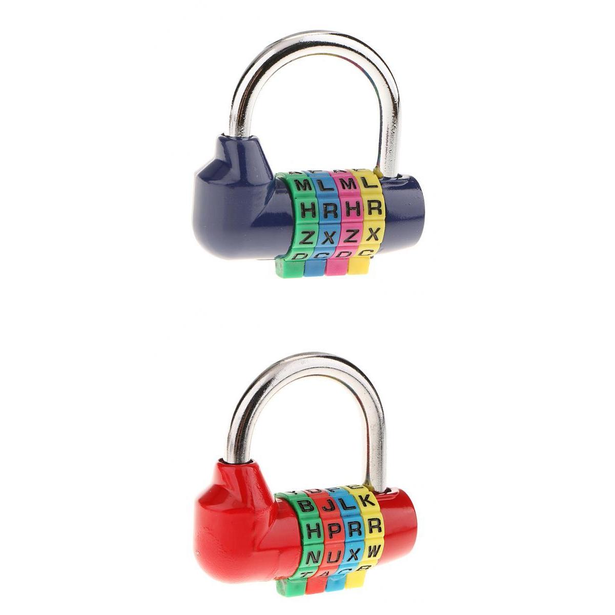 2 Packs 4 Digit Dial Letter Combination Padlock Travel Luggage Suitcase Lock