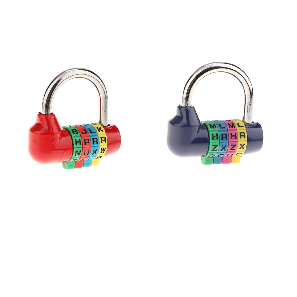 2 Packs 4 Digit Dial Letter Combination Padlock Travel Luggage Suitcase Lock