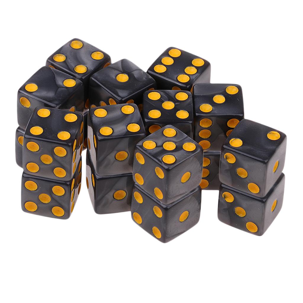 20 Pieces Six Sided D6 Dice Square Dotted for Dungeons and Dragons Toys Gray