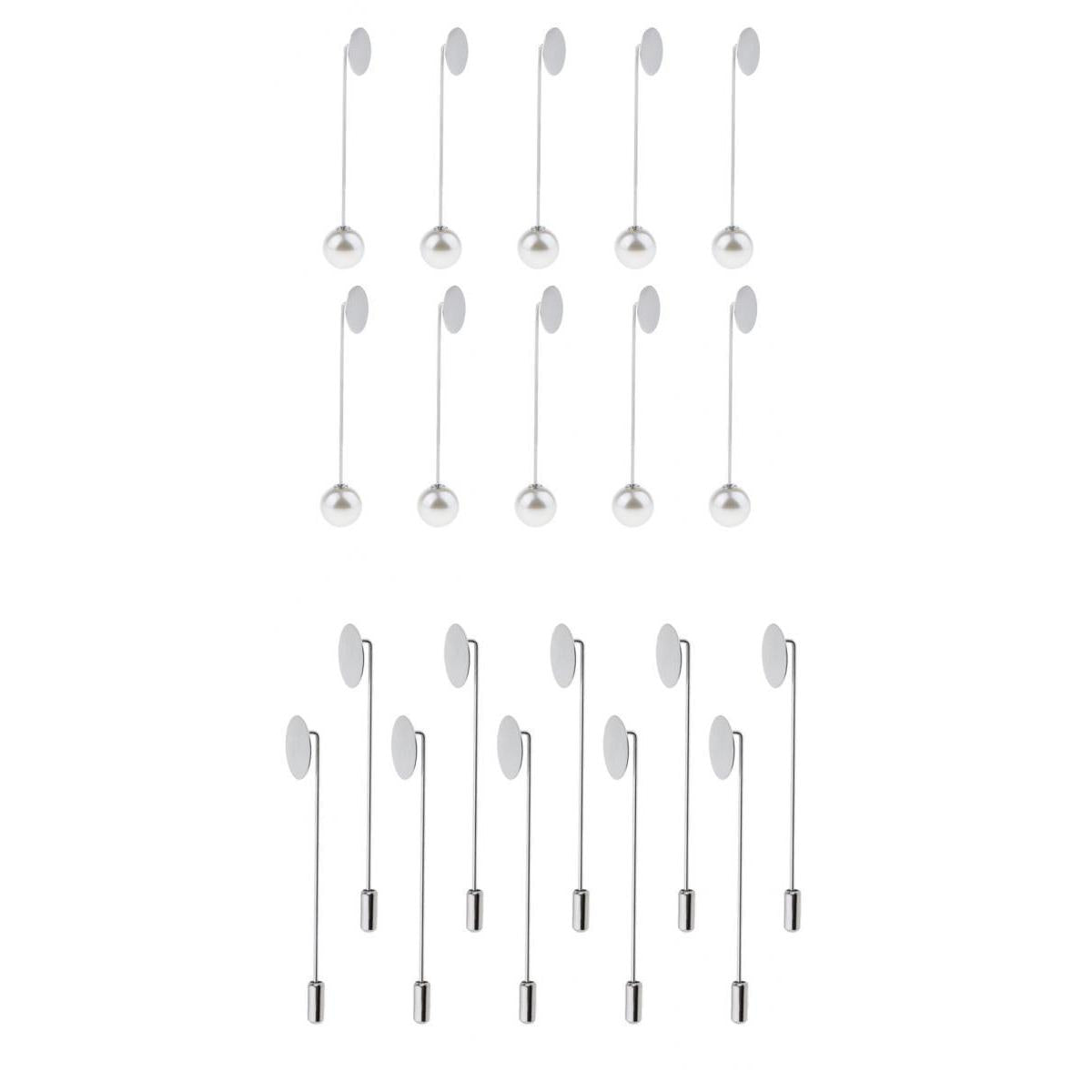 20 Pieces Blank Tray Glue On Pad Lapel Stick Pin DIY Clutch Boutonniere Pins