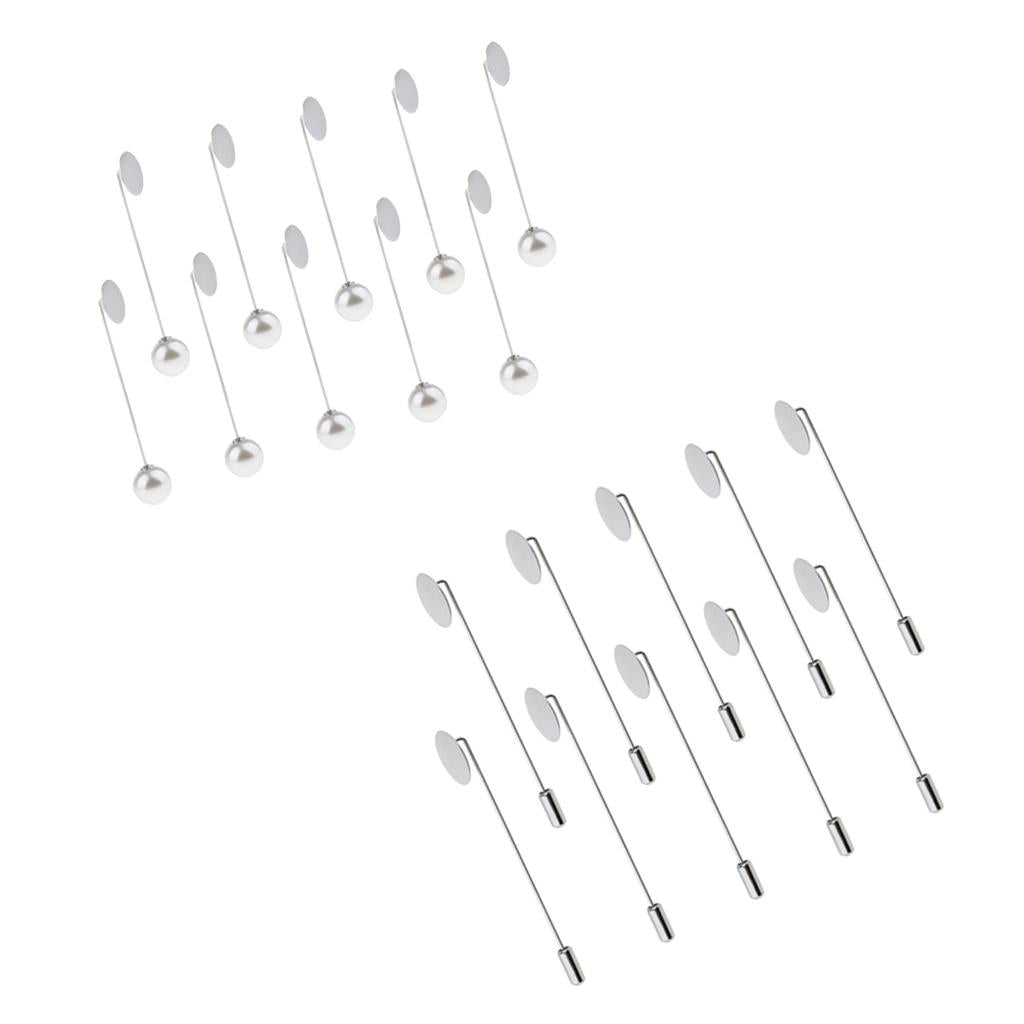 20 Pieces Blank Tray Glue On Pad Lapel Stick Pin DIY Clutch Boutonniere Pins