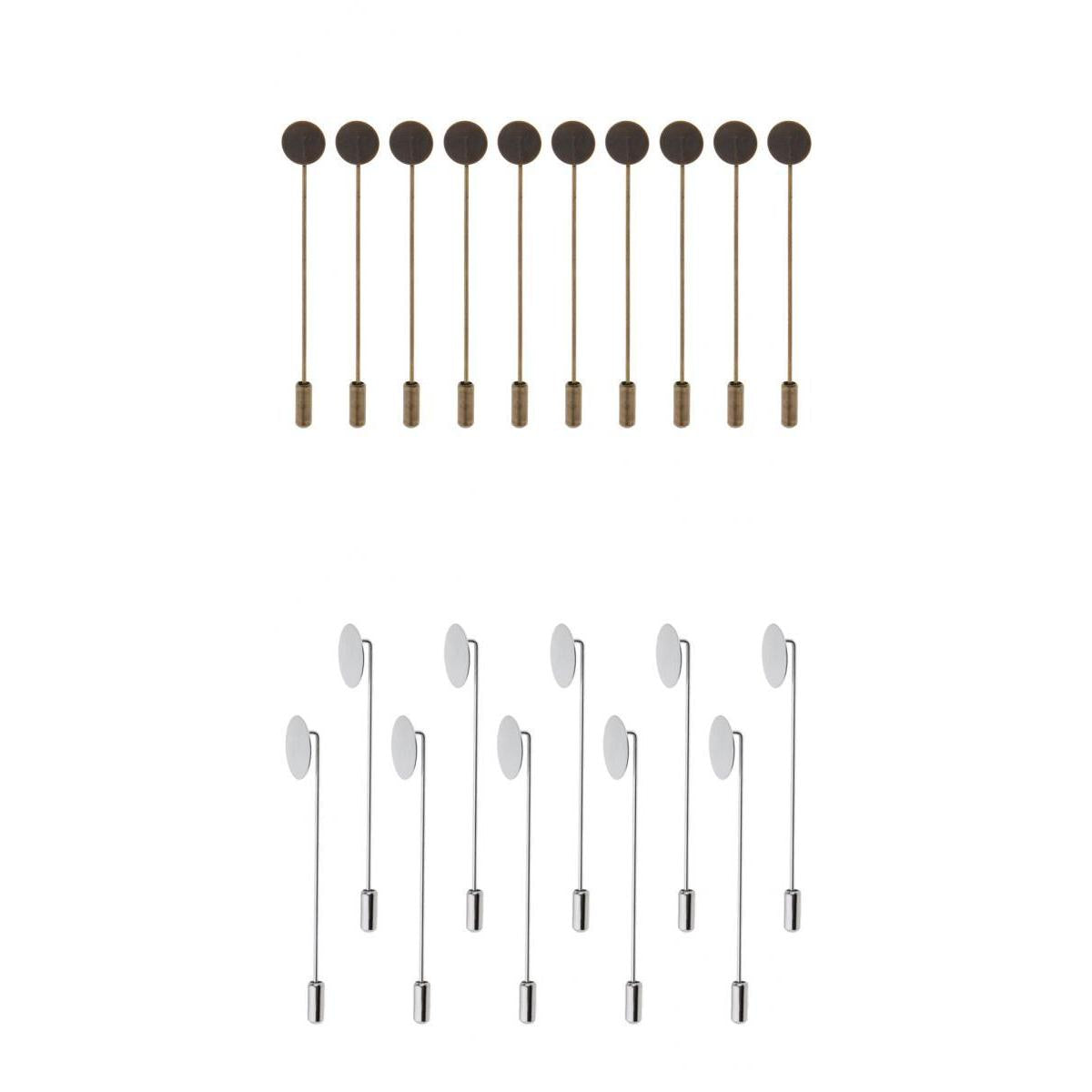 20Pcs Blank Tray Glue On Pad Lapel Stick Pin DIY Clutch Boutonniere Brooch