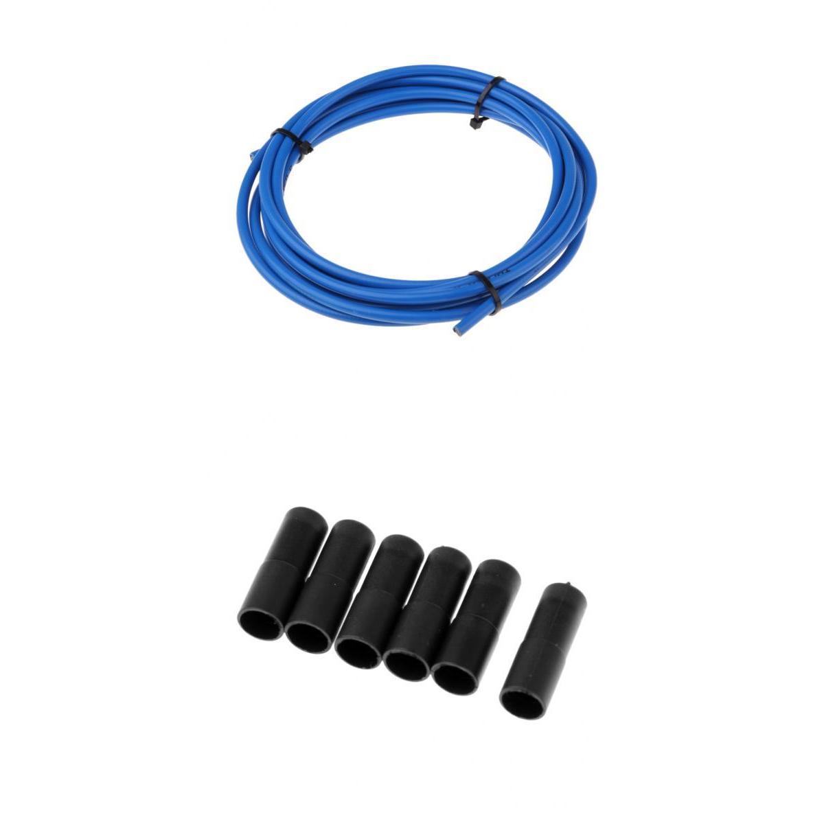 Bicycle Brake Cable Line Housing Tube Pipe Wire Cover with 6 End Cap Blue