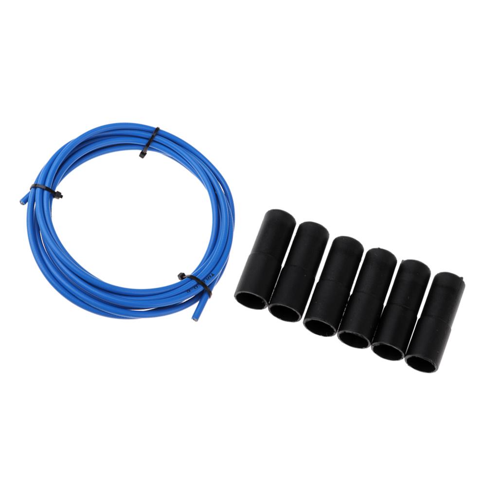 Bicycle Brake Cable Line Housing Tube Pipe Wire Cover with 6 End Cap Blue