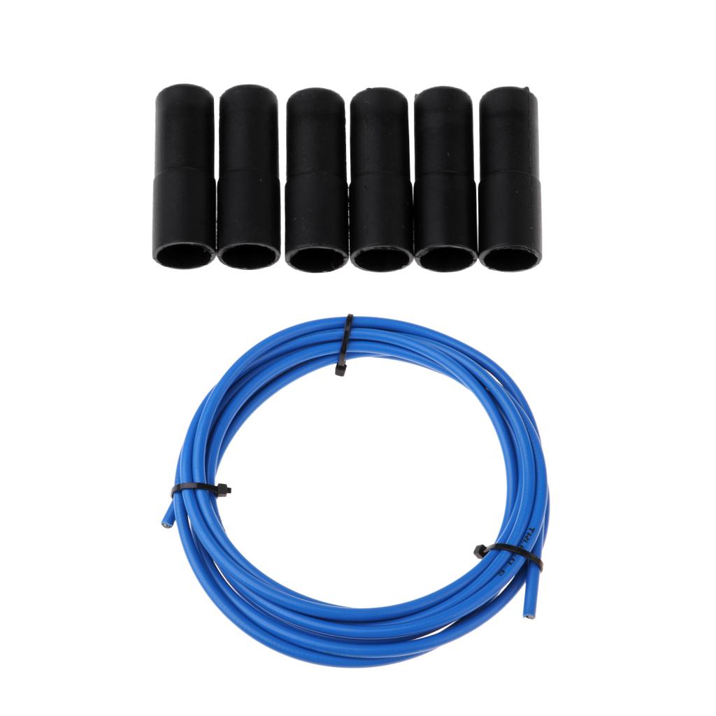 Bicycle Brake Cable Line Housing Tube Pipe Wire Cover with 6 End Cap Blue