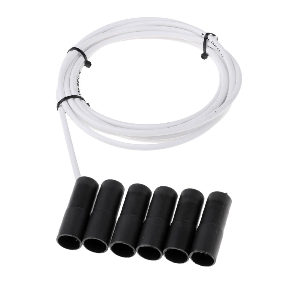 Bicycle Brake Cable Line Housing Tube Pipe Wire Cover with 6 End Cap White