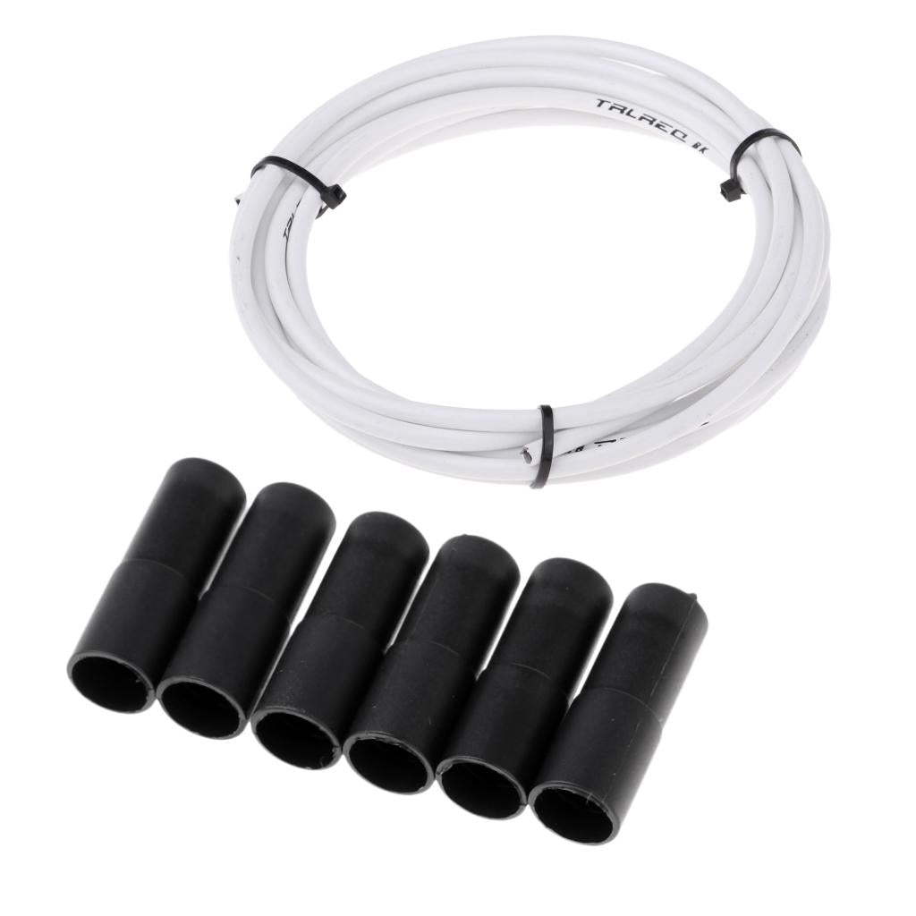 Bicycle Brake Cable Line Housing Tube Pipe Wire Cover with 6 End Cap White