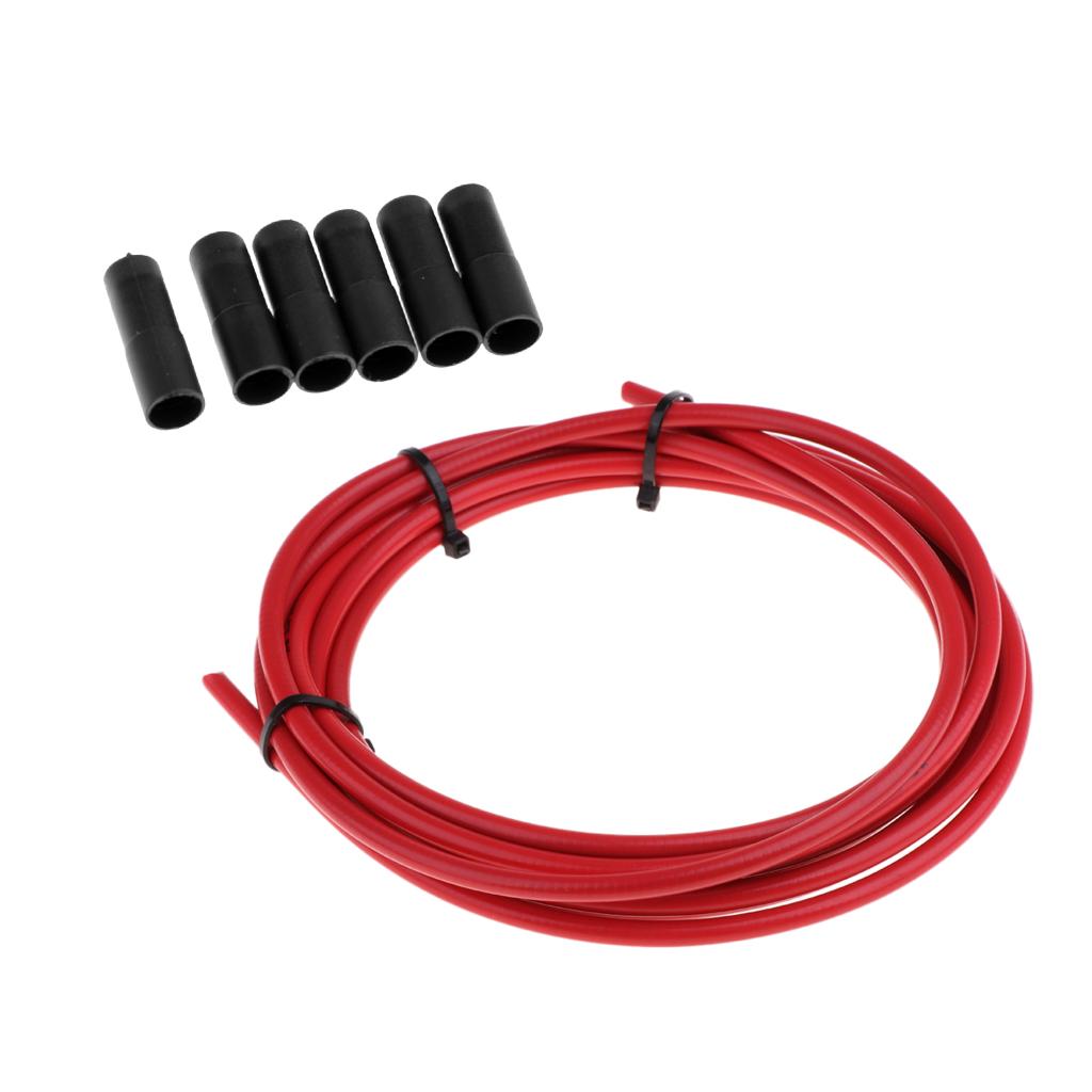 Bicycle Brake Cable Line Housing Tube Pipe Wire Cover with 6 End Cap Red