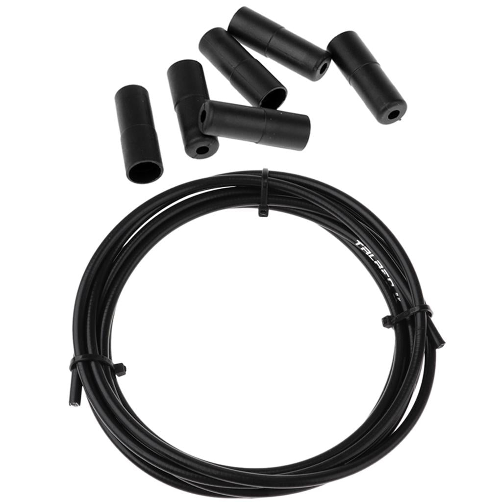 Bicycle Brake Cable Line Housing Tube Pipe Wire Cover with 6 End Cap Black