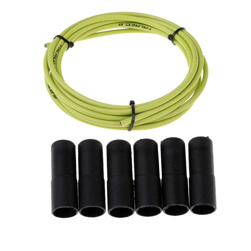 Bicycle Brake Cable Line Housing Tube Pipe Wire Cover with 6 End Cap Green