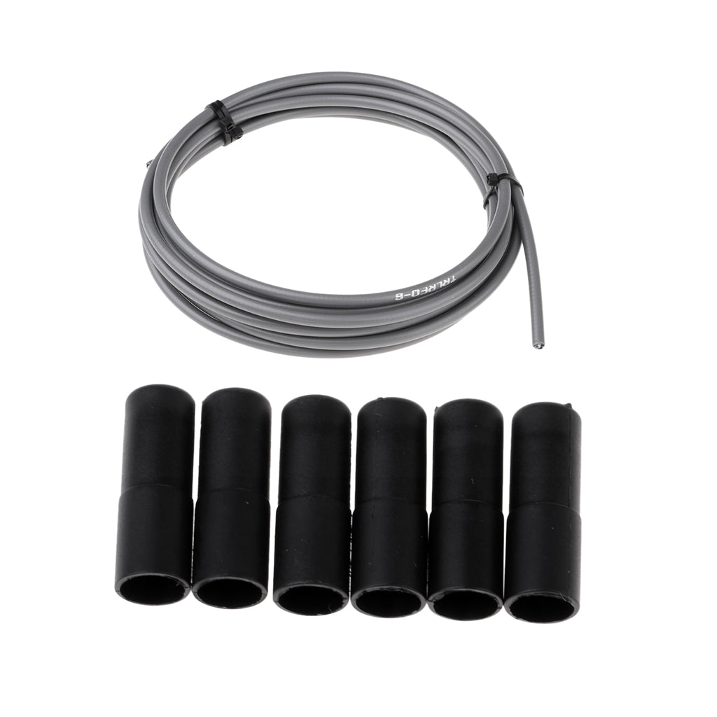 Bicycle Brake Cable Line Housing Tube Pipe Wire Cover with 6 End Cap Gray