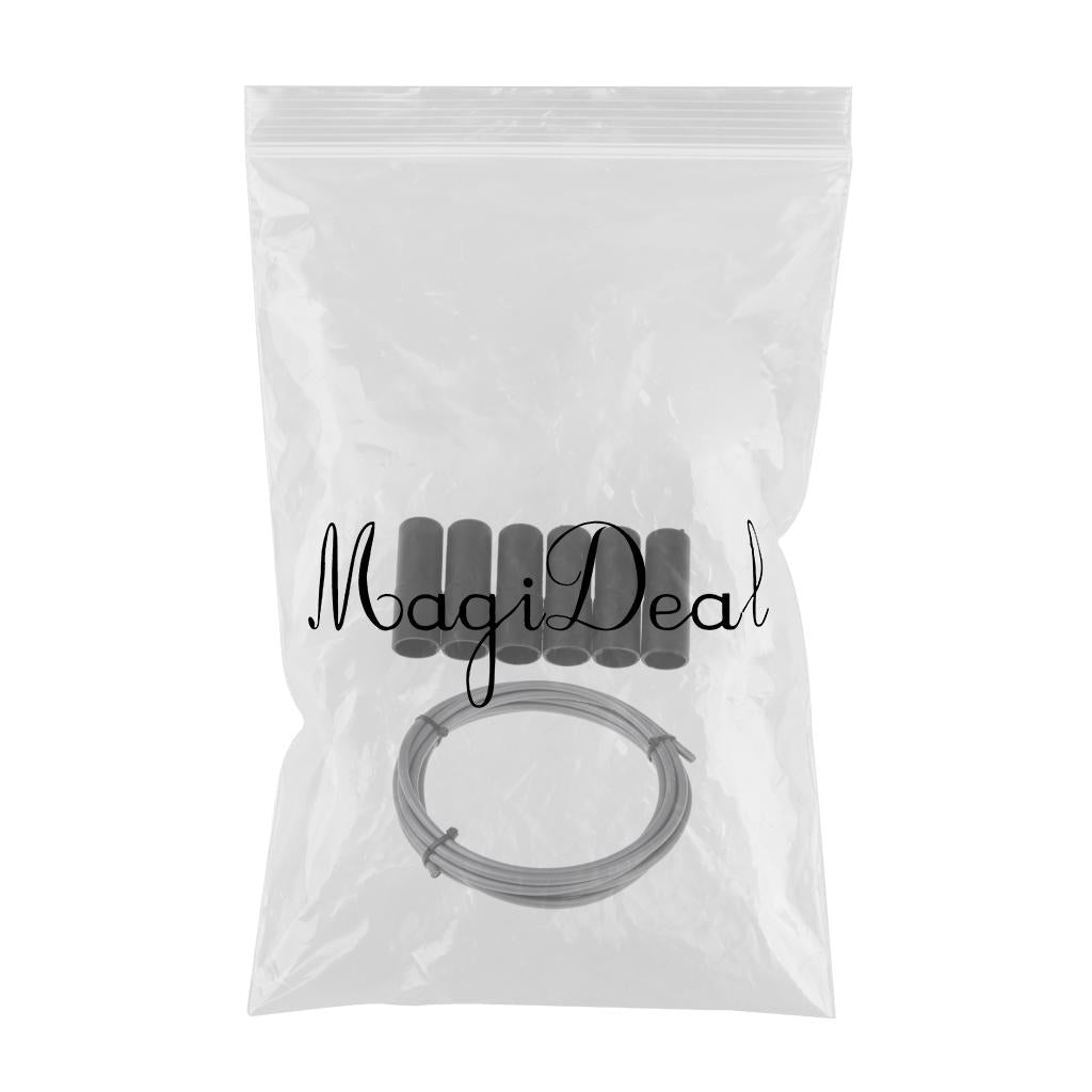 Bicycle Brake Cable Line Housing Tube Pipe Wire Cover with 6 End Cap Gray
