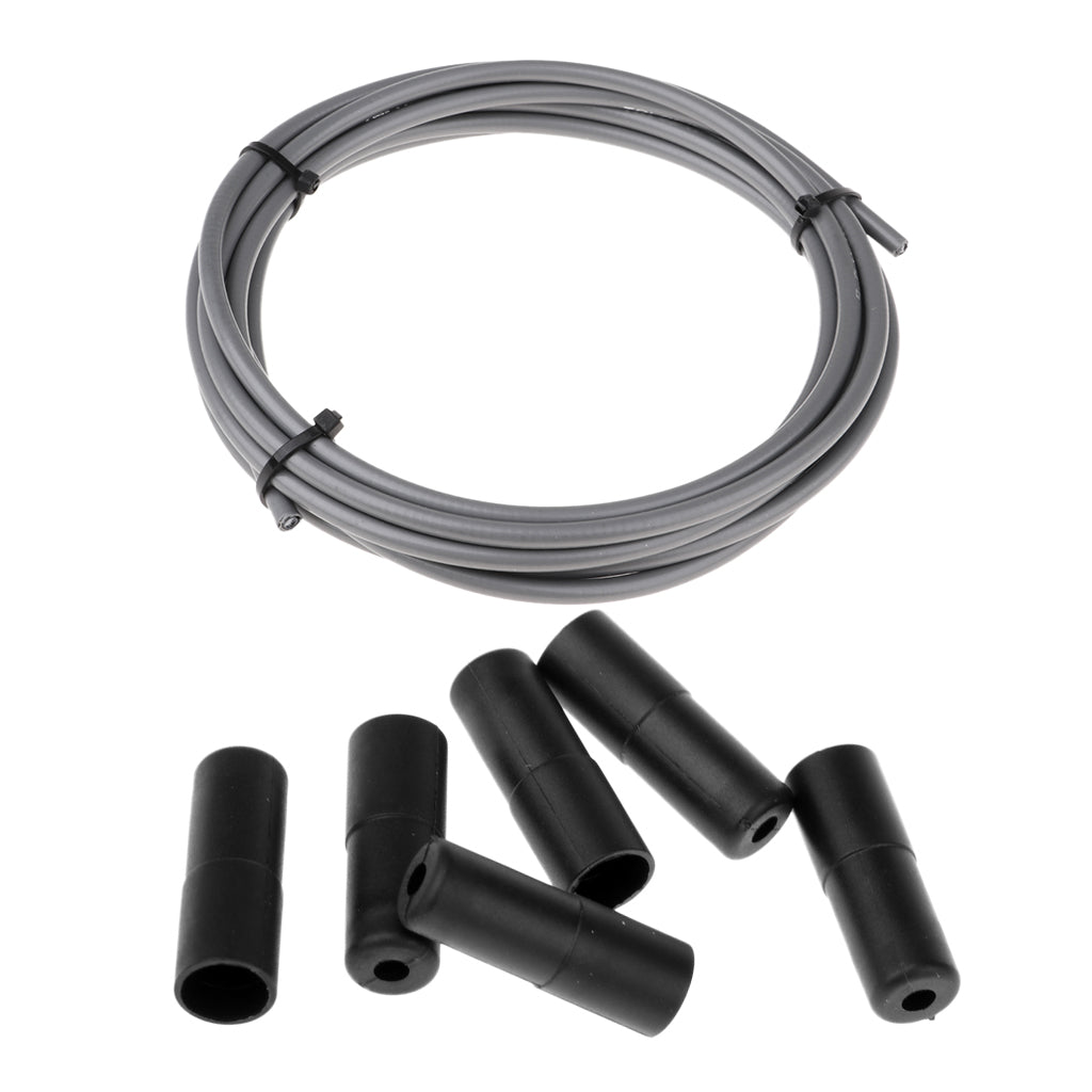 Bicycle Brake Cable Line Housing Tube Pipe Wire Cover with 6 End Cap Gray