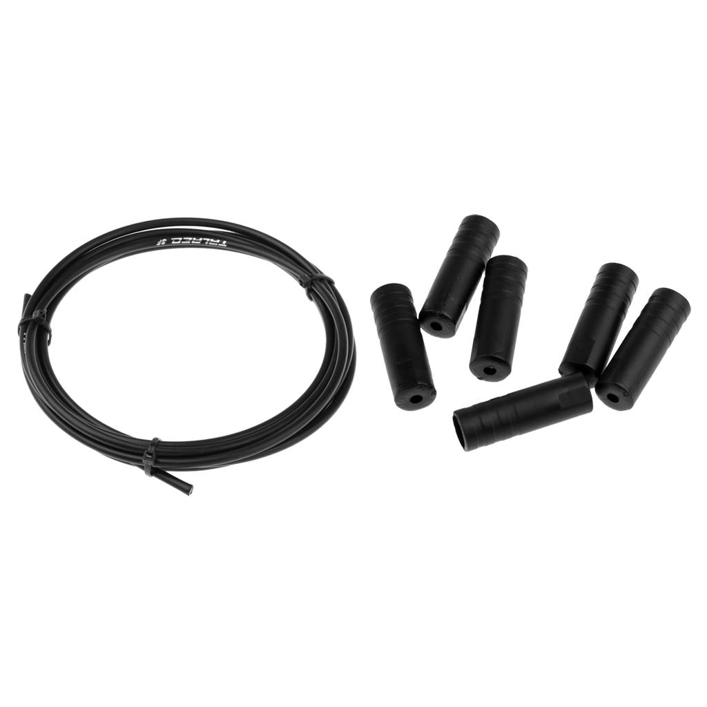 Bike Shifter Derailleur Cable Line Housing Tube Pipe & 6pcs End Cap Tube Tip Black