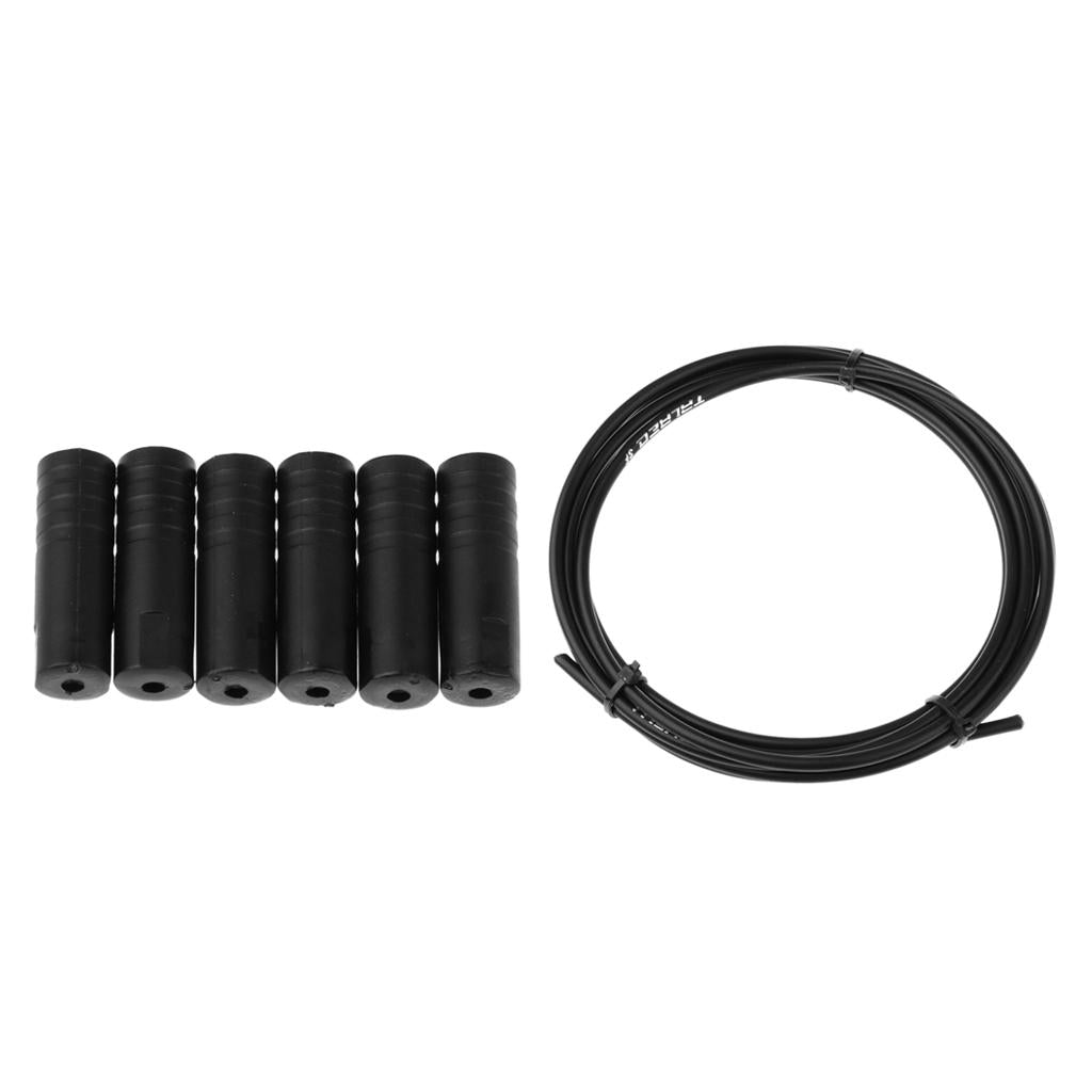 Bike Shifter Derailleur Cable Line Housing Tube Pipe & 6pcs End Cap Tube Tip Black