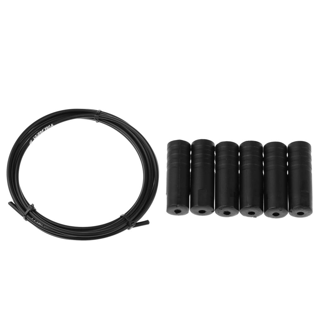 Bike Shifter Derailleur Cable Line Housing Tube Pipe & 6pcs End Cap Tube Tip Black