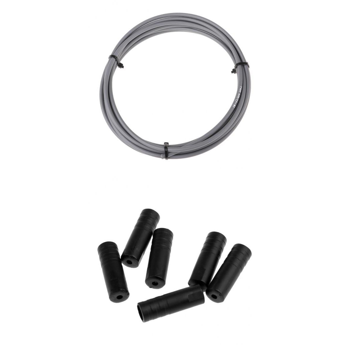 Bike Shifter Derailleur Cable Line Housing Tube Pipe & 6pcs End Cap Tube Tip Gray