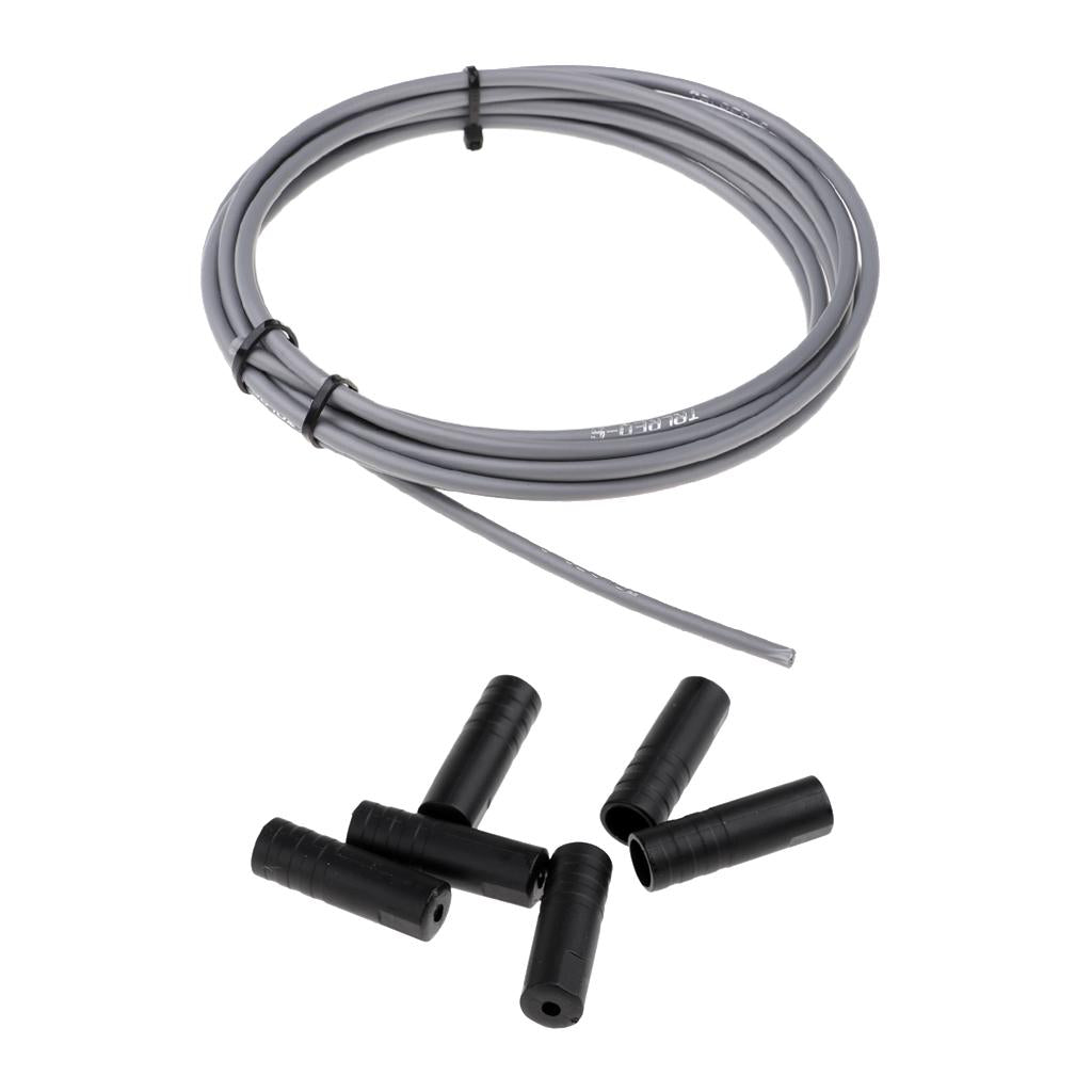 Bike Shifter Derailleur Cable Line Housing Tube Pipe & 6pcs End Cap Tube Tip Gray