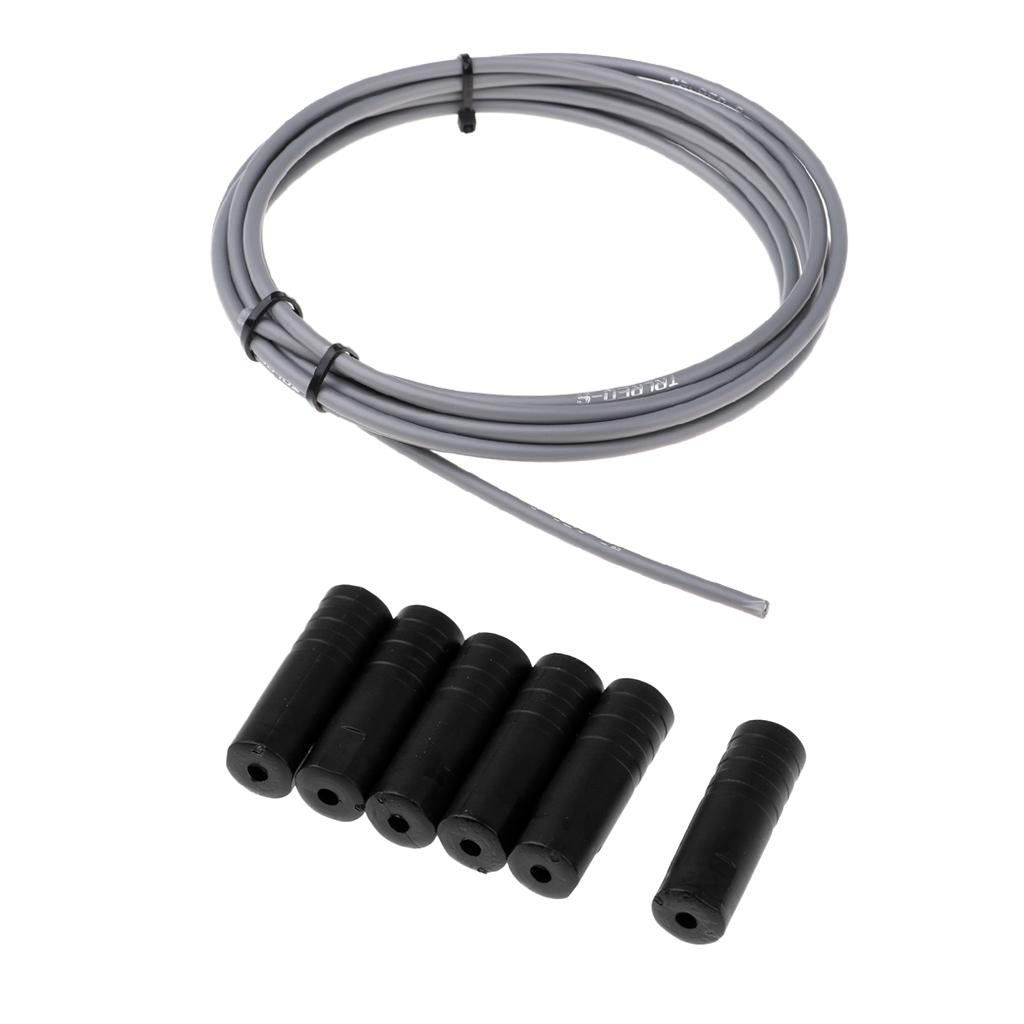 Bike Shifter Derailleur Cable Line Housing Tube Pipe & 6pcs End Cap Tube Tip Gray