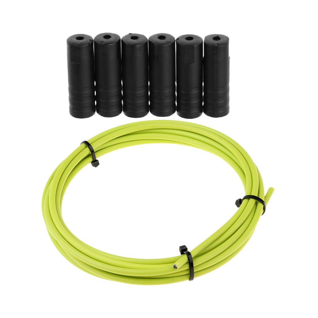 Bike Shifter Derailleur Cable Line Housing Tube Pipe & 6pcs End Cap Tube Tip Green