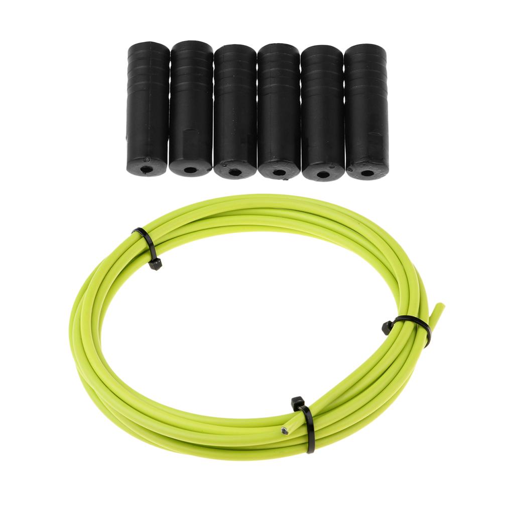 Bike Shifter Derailleur Cable Line Housing Tube Pipe & 6pcs End Cap Tube Tip Green