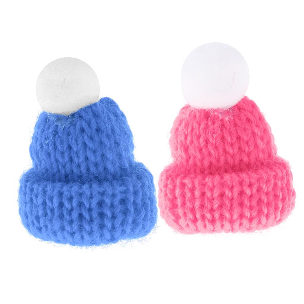 1/12 Dollhouse Miniature Beanie Hat Winter Cap Clothes Decor Pink & Blue