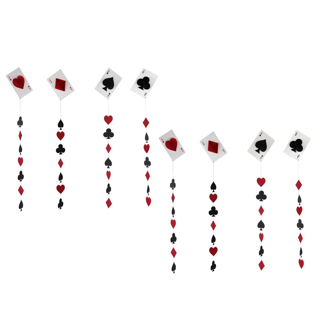 8x Casino Party Paper Poker Card Honeycomb Ball Garlands Hanging Decorations