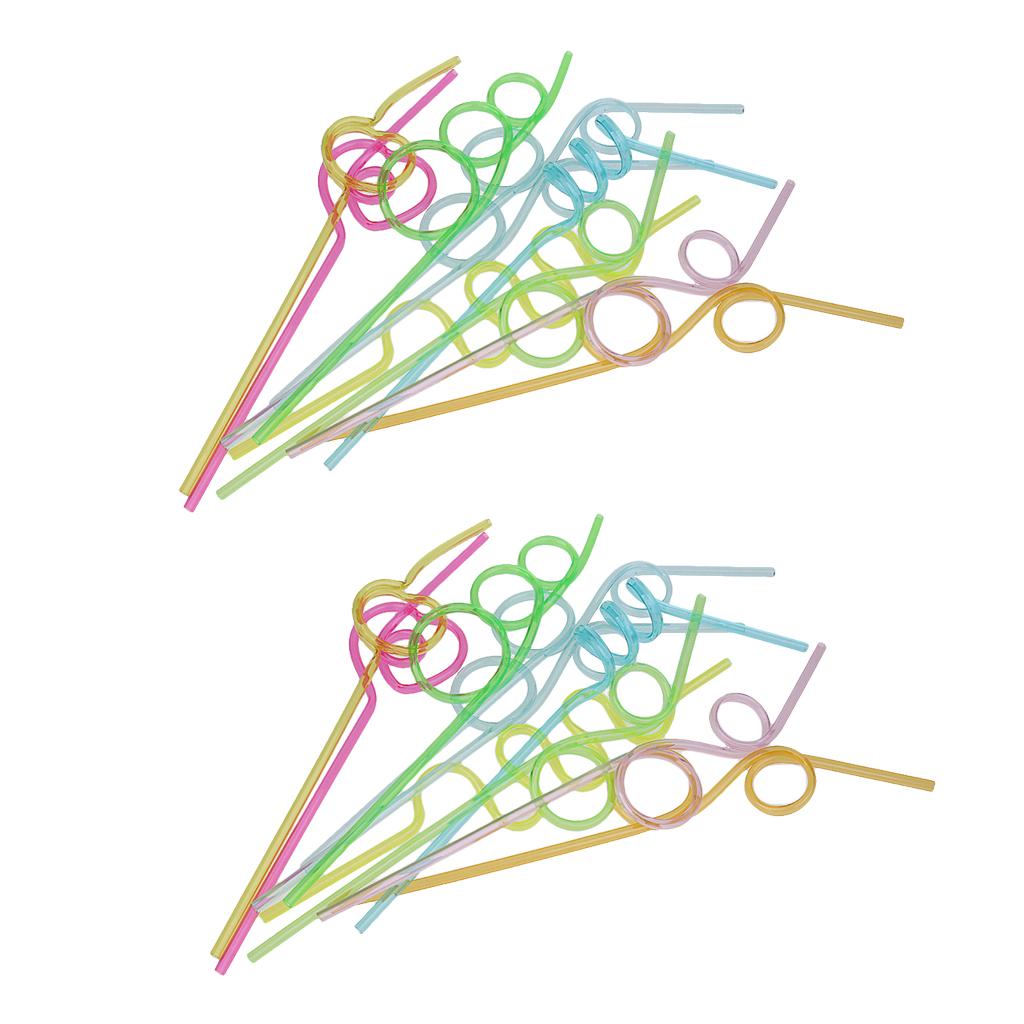 40 Pieces Crazy Curly Drinking Straws Wiggle Twist Kids Party Bag Fillers