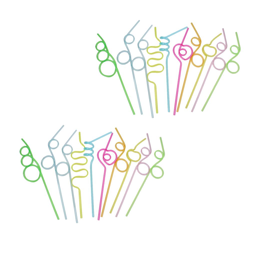 40 Pieces Crazy Curly Drinking Straws Wiggle Twist Kids Party Bag Fillers