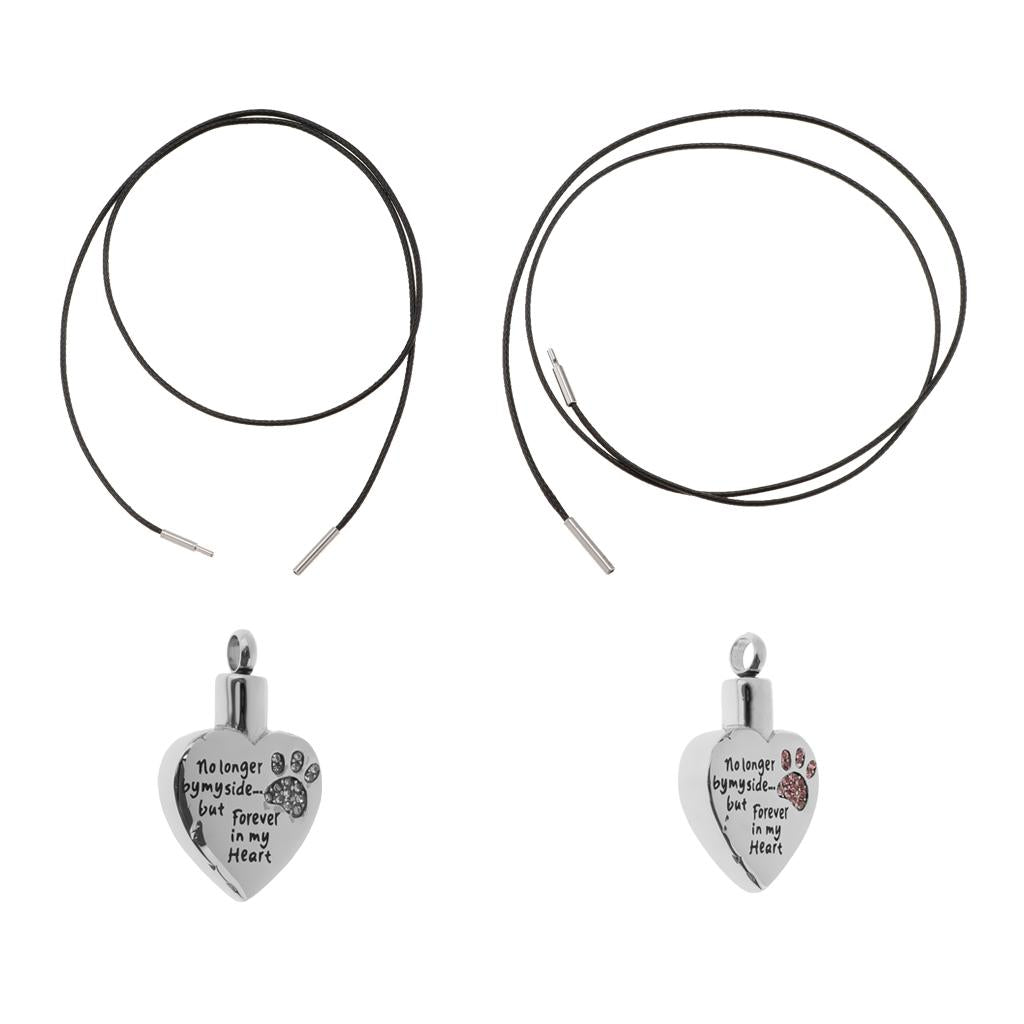 4 Pieces Stainless Steel Heart Ash Urn Pendant Memorial Cremation Wax Cord