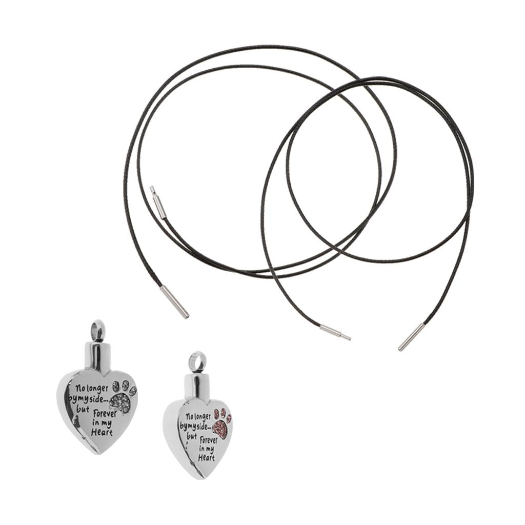 4 Pieces Stainless Steel Heart Ash Urn Pendant Memorial Cremation Wax Cord