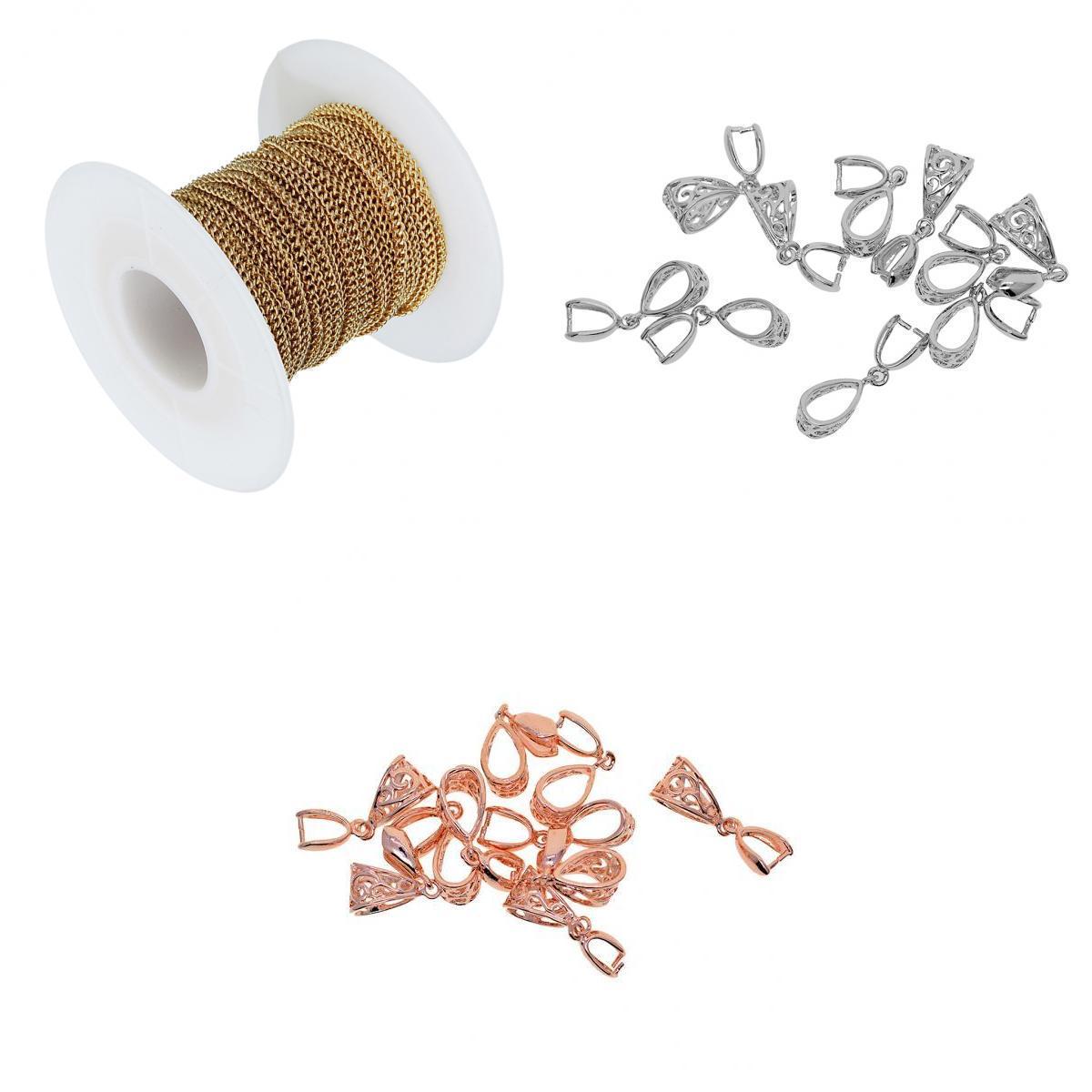 1 roll Stainless Steel Cable Chain and 20pcs pinch bail pinch clip for DIY