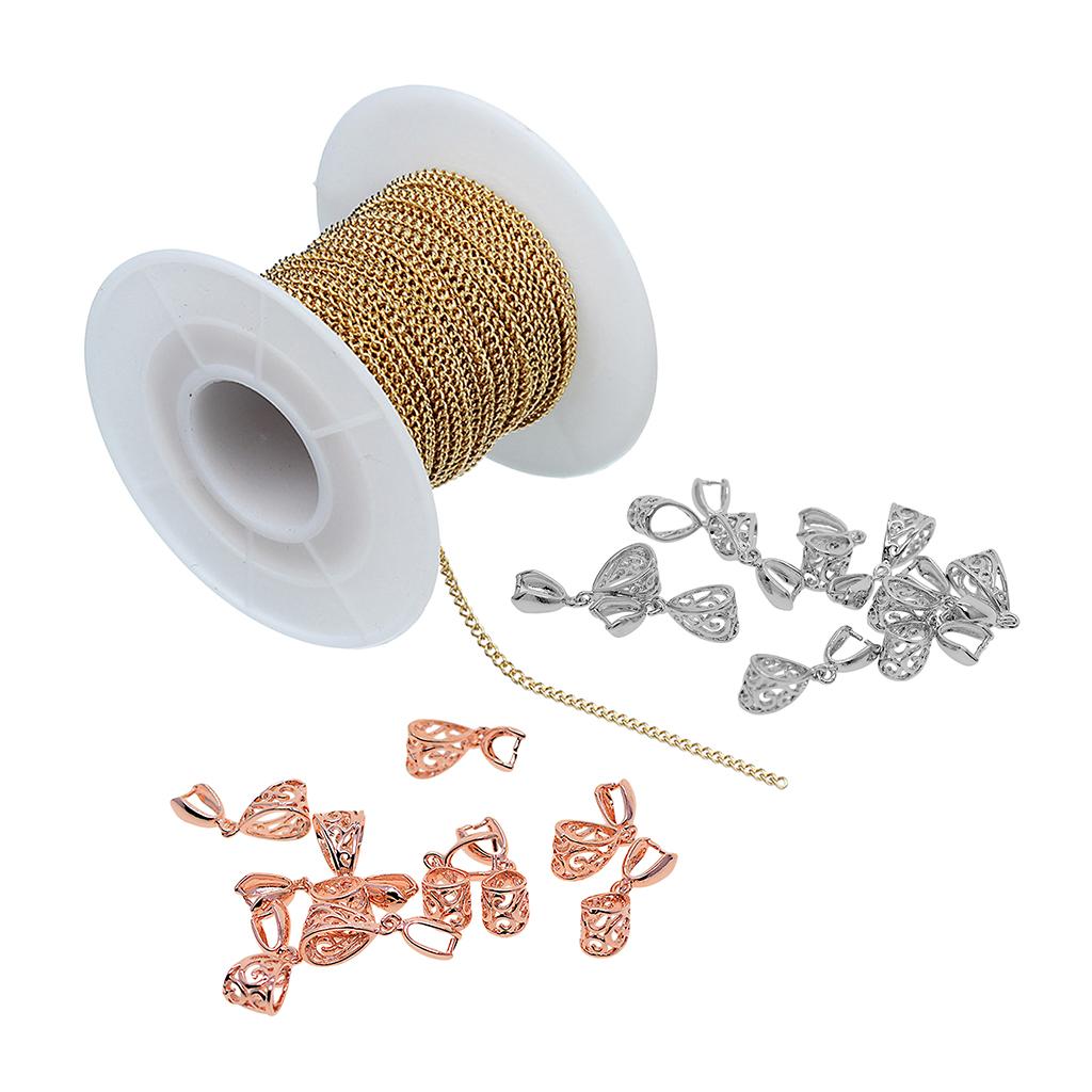 1 roll Stainless Steel Cable Chain and 20pcs pinch bail pinch clip for DIY