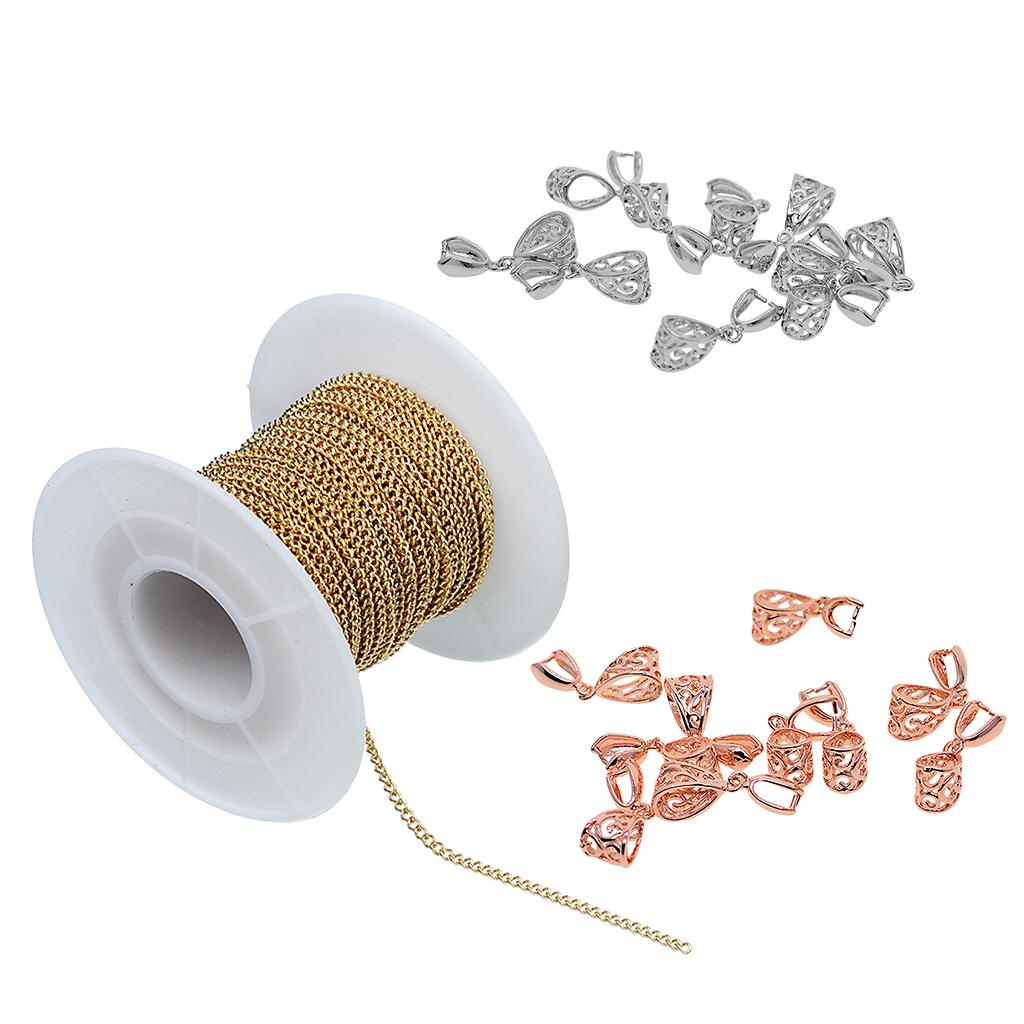 1 roll Stainless Steel Cable Chain and 20pcs pinch bail pinch clip for DIY