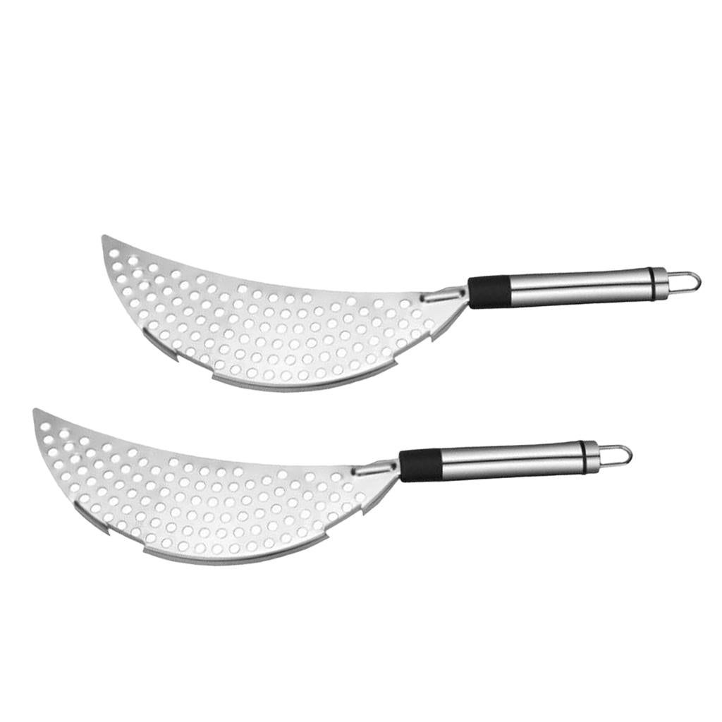 2pcs Stainless Steel Half-Moon Pan Strainer Pot Drainer Pasta Strainer