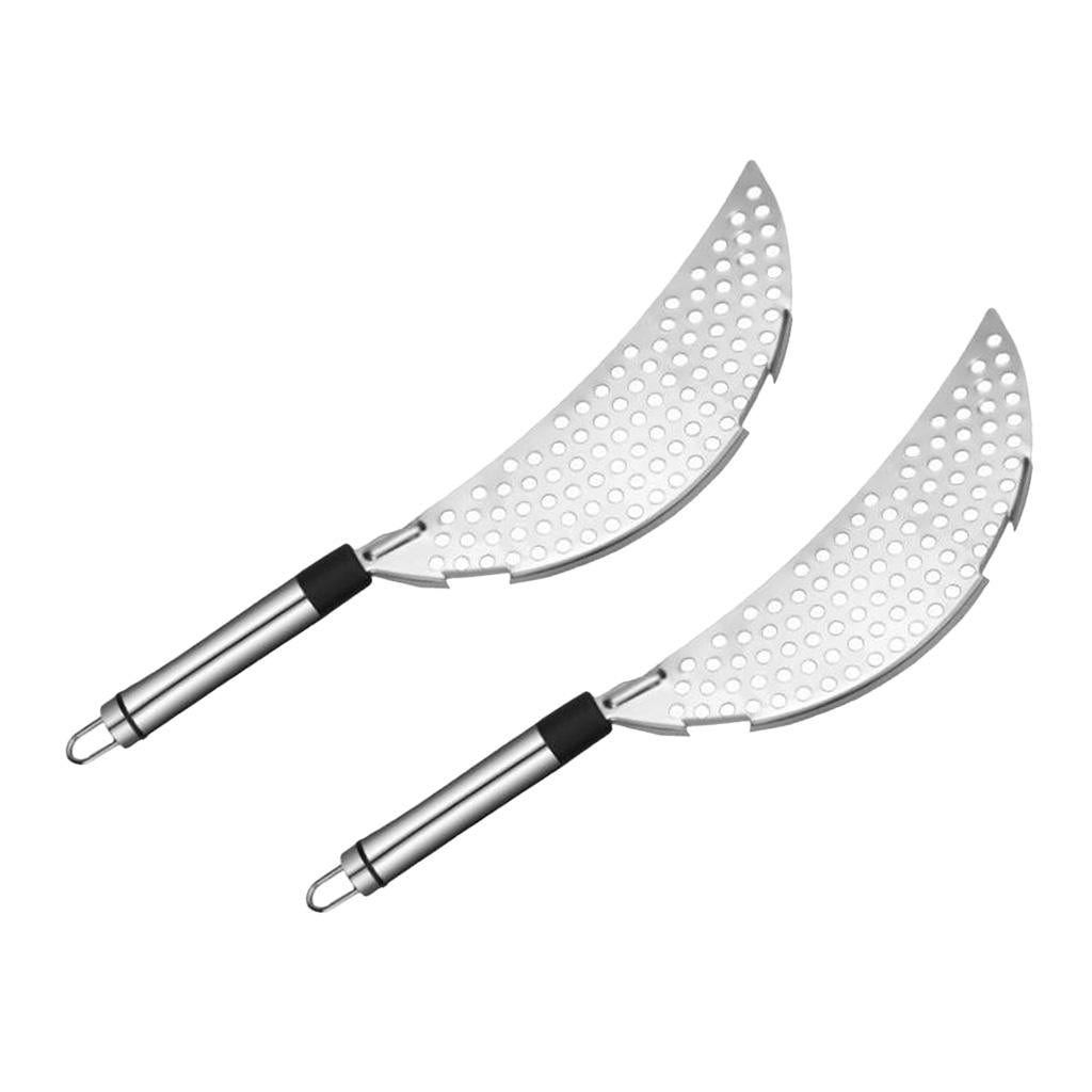 2pcs Stainless Steel Half-Moon Pan Strainer Pot Drainer Pasta Strainer