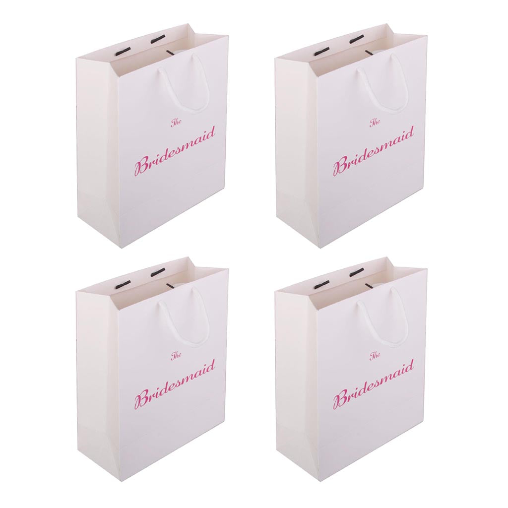 4pcs Large The Bridesmaid Wedding Party Paper Gift Favour Bag Handle White