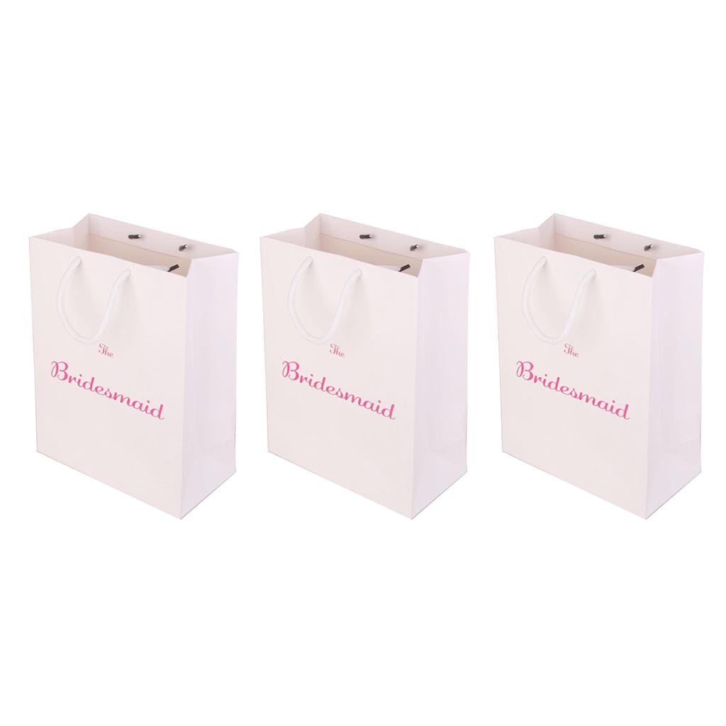 3pcs Large The Bridesmaid Wedding Party Paper Gift Favour Bag Handle White