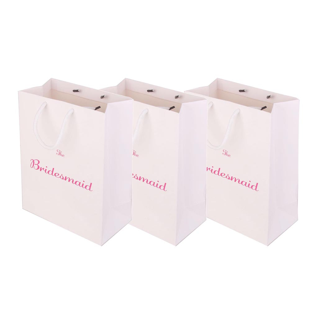 3pcs Large The Bridesmaid Wedding Party Paper Gift Favour Bag Handle White