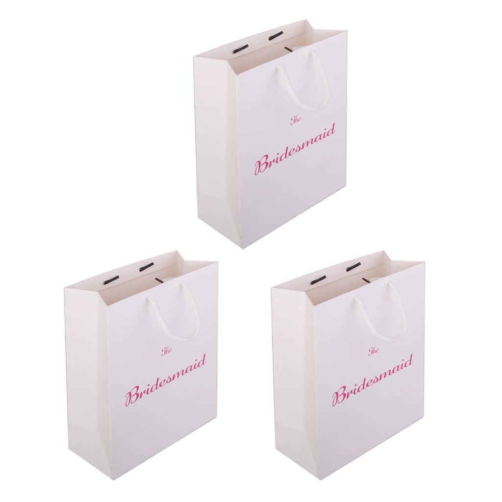 3pcs Large The Bridesmaid Wedding Party Paper Gift Favour Bag Handle White