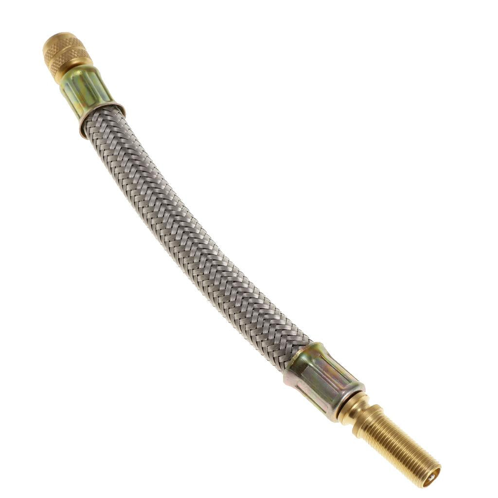 2X Flexible Braided Stainless Steel Tyre Valve Stem Extension Adapter 150mm
