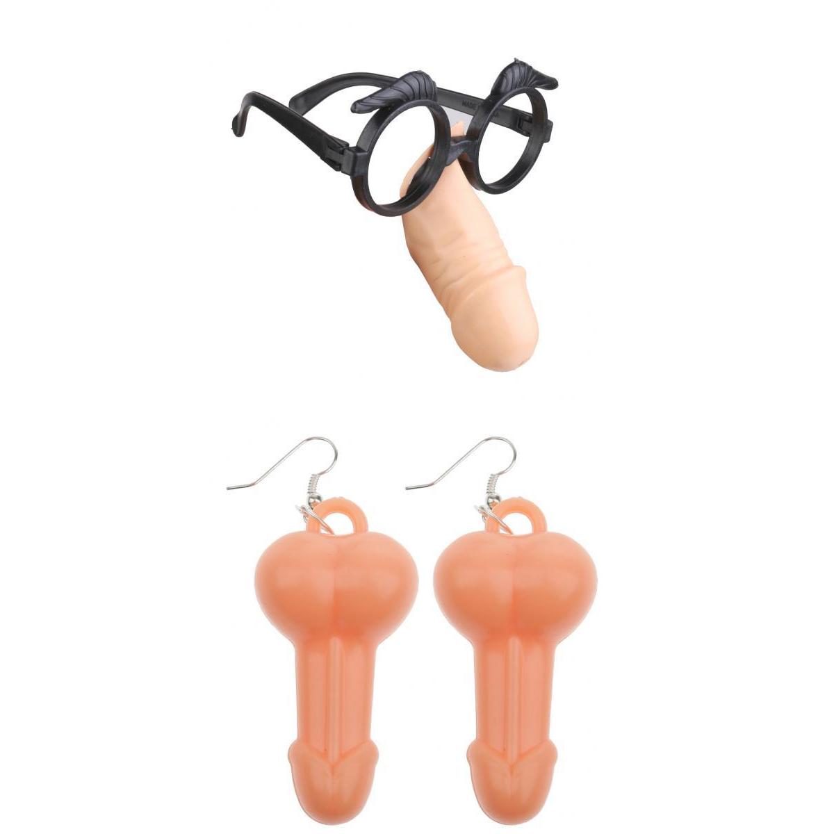 2 Pieces Funny Willy Shape Eye Glasses Earrings Hen Night Party Accessories
