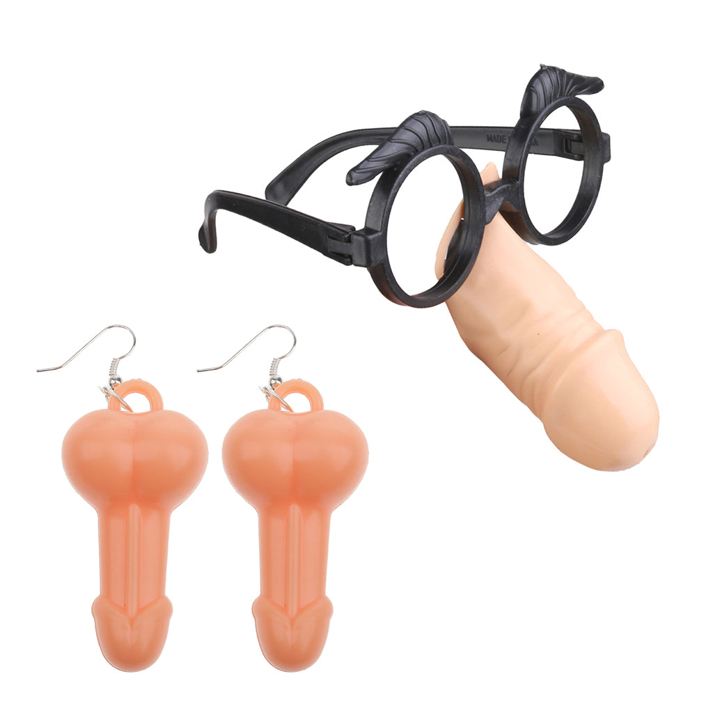 2 Pieces Funny Willy Shape Eye Glasses Earrings Hen Night Party Accessories
