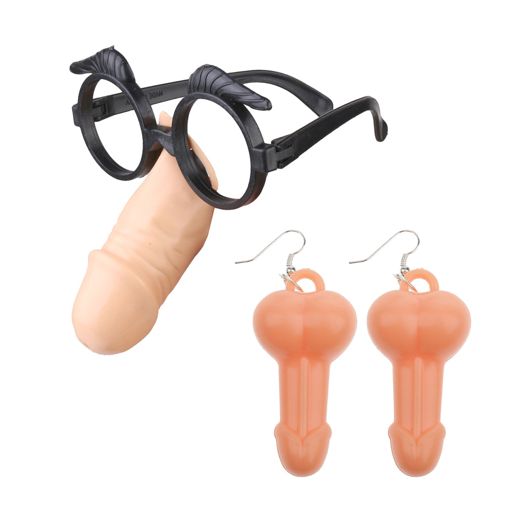 2 Pieces Funny Willy Shape Eye Glasses Earrings Hen Night Party Accessories